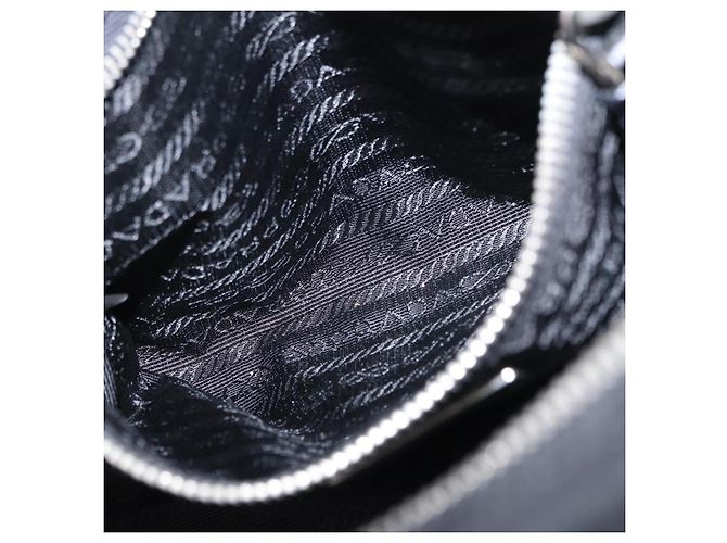 PRADA Hand Bag Nylon Black Silver Auth 199441V Silvery - view 26