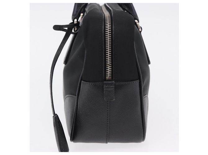 PRADA Hand Bag Nylon Black Silver Auth 199441V Silvery - view 3
