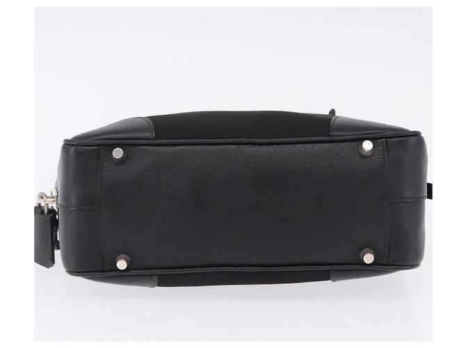 PRADA Hand Bag Nylon Black Silver Auth 199441V Silvery - view 5