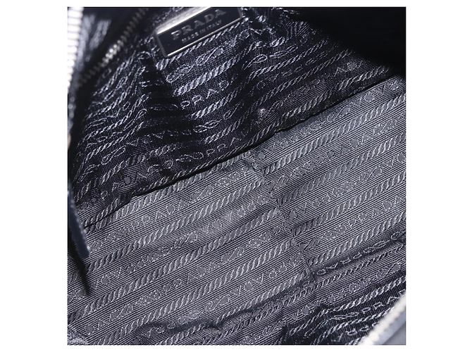 PRADA Hand Bag Nylon Black Silver Auth 199441V Silvery - view 8