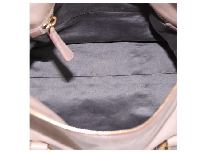 Sac à main Miu Miu Vitellolux en cuir 2way Gris Or Auth 202277M Marron Doré - vue 10