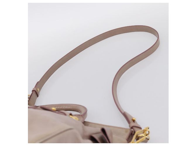 Sac à main Miu Miu Vitellolux en cuir 2way Gris Or Auth 202277M Marron Doré - vue 15