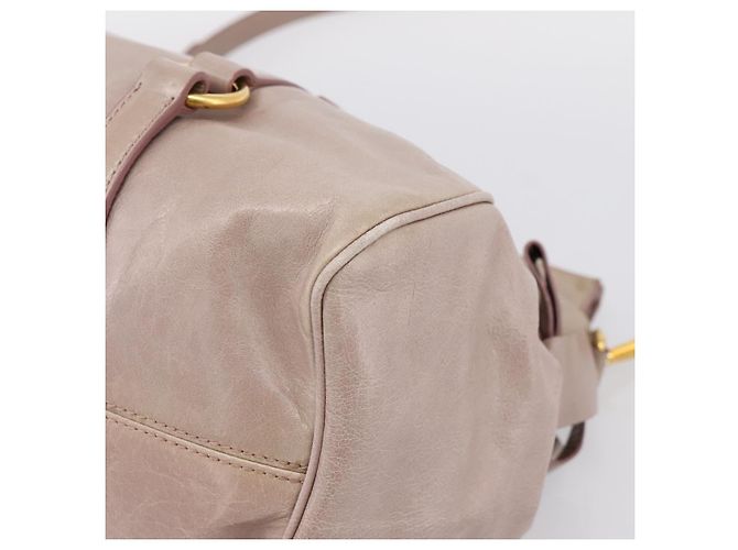 Sac à main Miu Miu Vitellolux en cuir 2way Gris Or Auth 202277M Marron Doré - vue 16