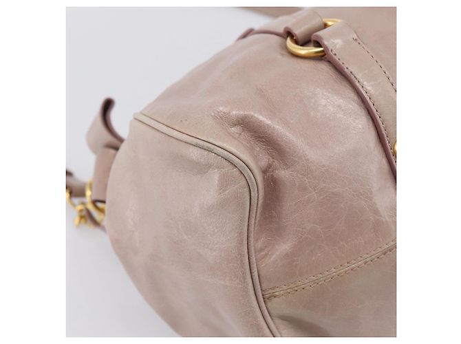 Sac à main Miu Miu Vitellolux en cuir 2way Gris Or Auth 202277M Marron Doré - vue 19