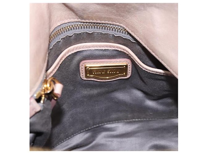Sac à main Miu Miu Vitellolux en cuir 2way Gris Or Auth 202277M Marron Doré - vue 21