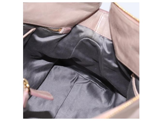 Sac à main Miu Miu Vitellolux en cuir 2way Gris Or Auth 202277M Marron Doré - vue 22