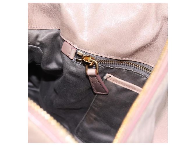 Sac à main Miu Miu Vitellolux en cuir 2way Gris Or Auth 202277M Marron Doré - vue 24