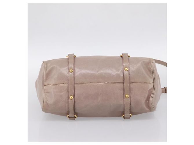 Sac à main Miu Miu Vitellolux en cuir 2way Gris Or Auth 202277M Marron Doré - vue 5