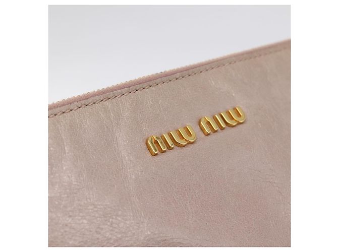 Sac à main Miu Miu Vitellolux en cuir 2way Gris Or Auth 202277M Marron Doré - vue 7