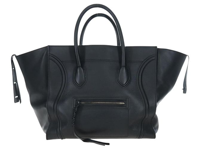 Céline Borsa a mano CELINE Luggage Phantom in pelle nera e oro Auth fm5451M Nero D'oro - vista 13