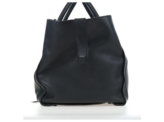 Céline Borsa a mano CELINE Luggage Phantom in pelle nera e oro Auth fm5451M Nero D'oro - vista 3