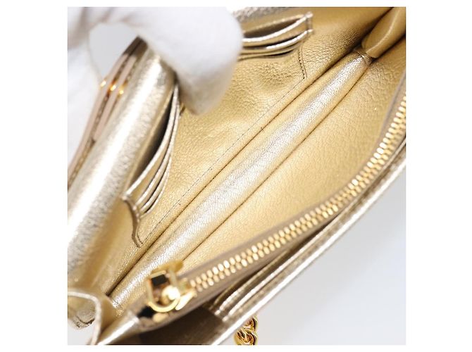 Miu Miu Sac à épaule portefeuille à chaîne en cuir doré Auth ka6046V - vue 10