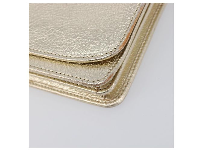Miu Miu Sac à épaule portefeuille à chaîne en cuir doré Auth ka6046V - vue 16
