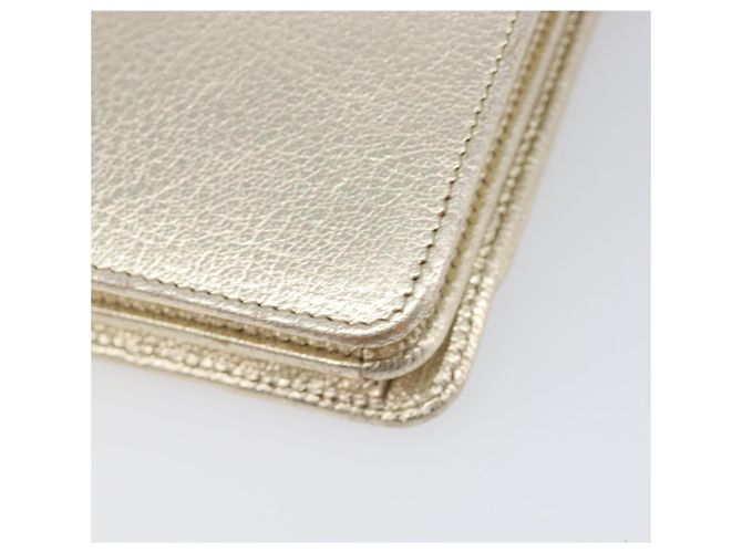 Miu Miu Sac à épaule portefeuille à chaîne en cuir doré Auth ka6046V - vue 18