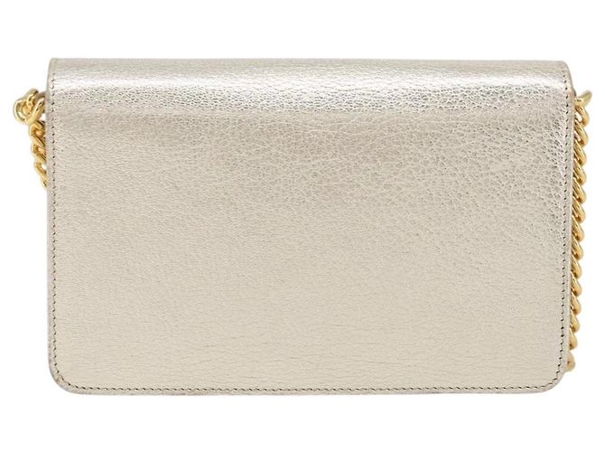 Miu Miu Sac à épaule portefeuille à chaîne en cuir doré Auth ka6046V - vue 2