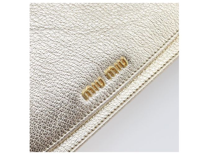 Miu Miu Sac à épaule portefeuille à chaîne en cuir doré Auth ka6046V - vue 20