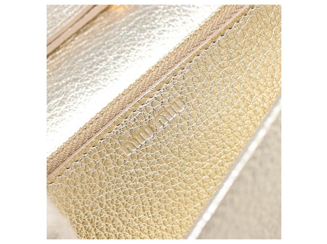 Miu Miu Sac à épaule portefeuille à chaîne en cuir doré Auth ka6046V - vue 22