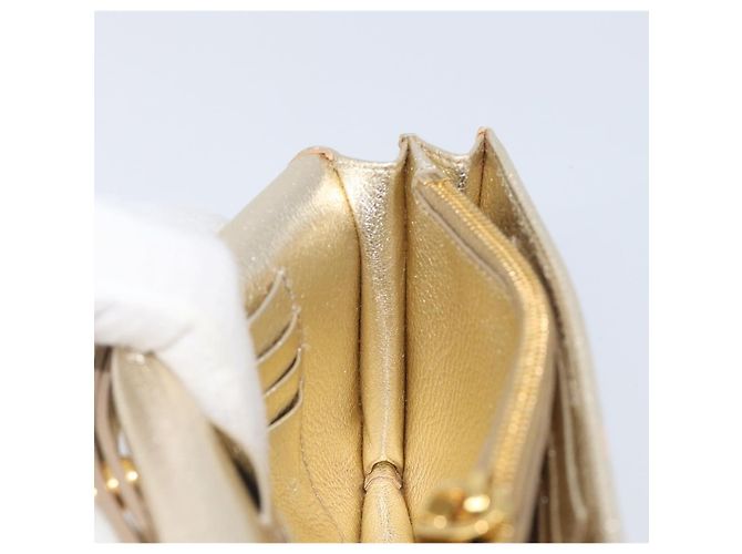 Miu Miu Sac à épaule portefeuille à chaîne en cuir doré Auth ka6046V - vue 23