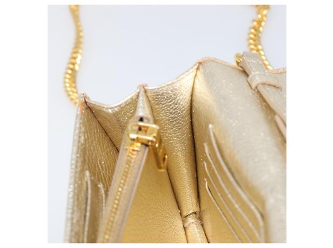 Miu Miu Sac à épaule portefeuille à chaîne en cuir doré Auth ka6046V - vue 24