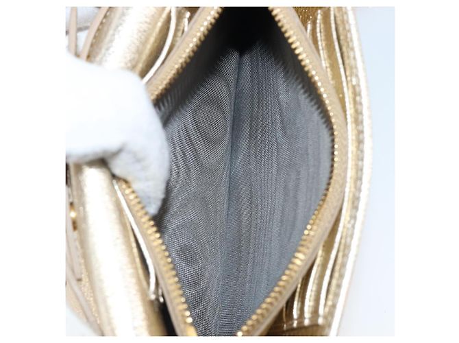 Miu Miu Sac à épaule portefeuille à chaîne en cuir doré Auth ka6046V - vue 27