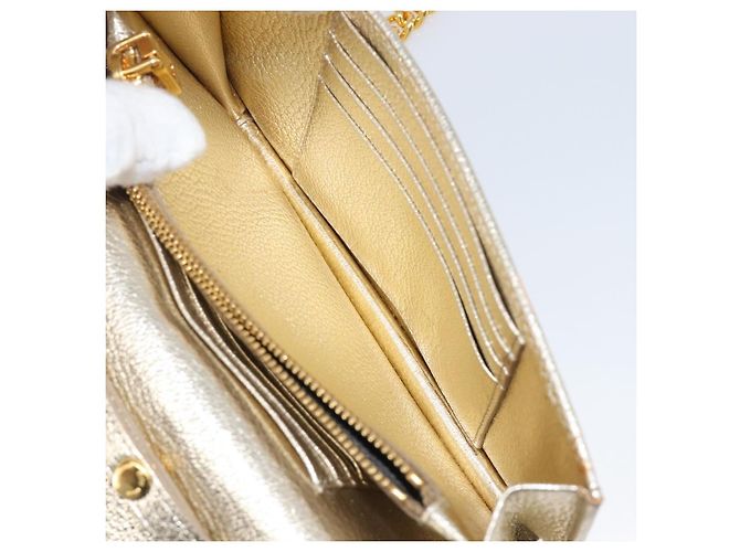 Miu Miu Sac à épaule portefeuille à chaîne en cuir doré Auth ka6046V - vue 28