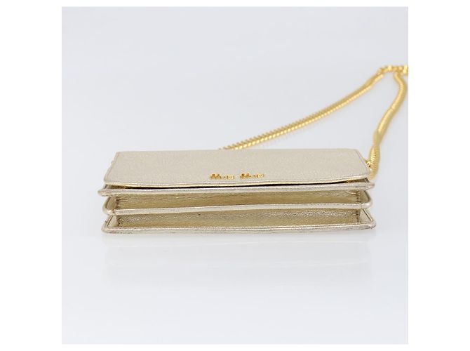 Miu Miu Sac à épaule portefeuille à chaîne en cuir doré Auth ka6046V - vue 5