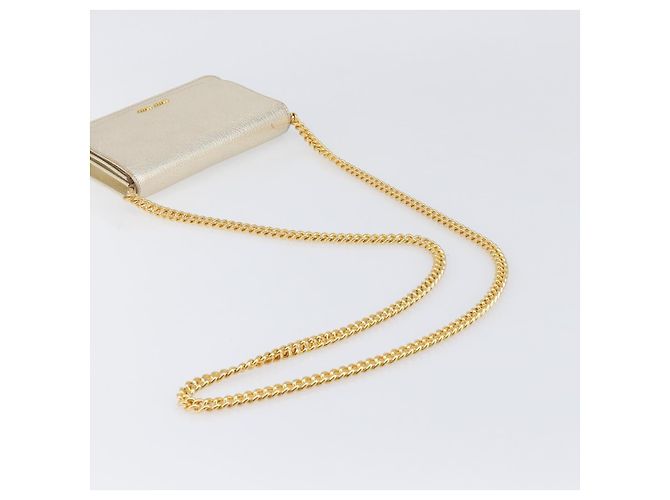 Miu Miu Sac à épaule portefeuille à chaîne en cuir doré Auth ka6046V - vue 6