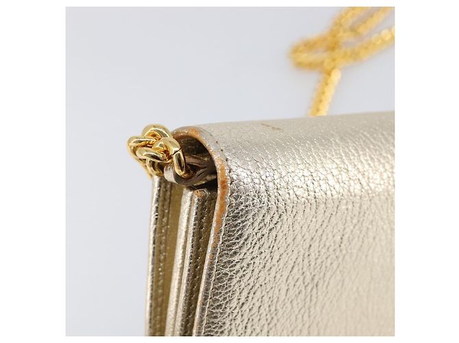Miu Miu Sac à épaule portefeuille à chaîne en cuir doré Auth ka6046V - vue 8