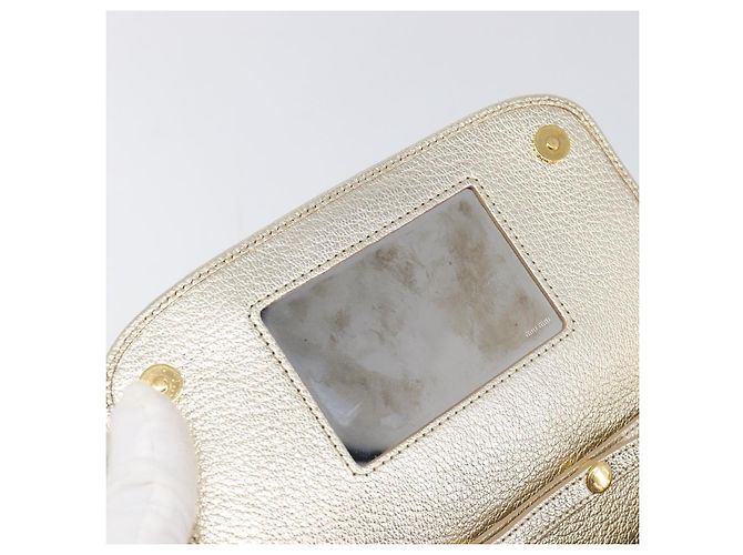 Miu Miu Sac à épaule portefeuille à chaîne en cuir doré Auth ka6046V - vue 9