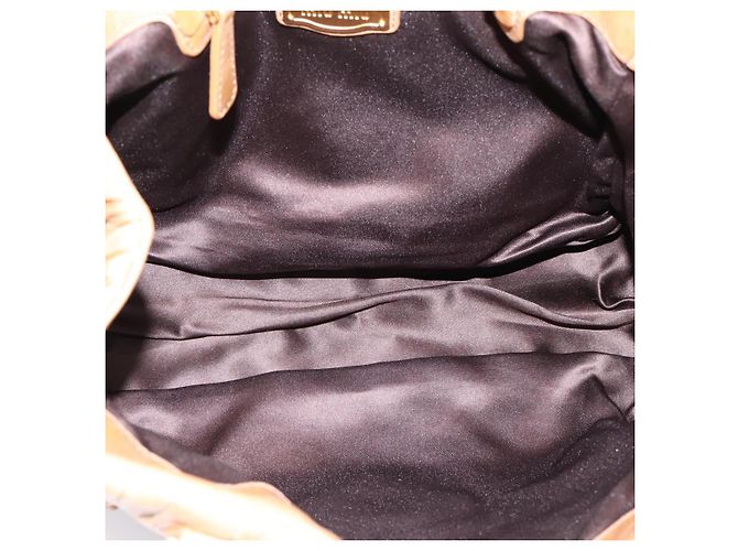 Sac à main Miu Miu Vitellolux Matelassé en cuir 2 voies Marron Ton Or Auth 202111V - vue 11
