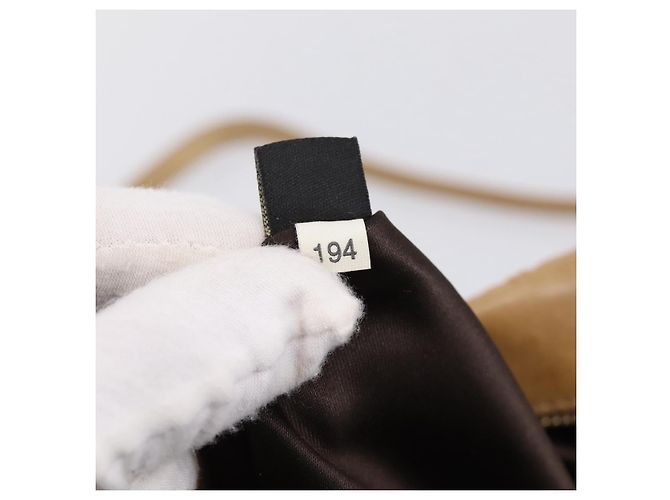 Sac à main Miu Miu Vitellolux Matelassé en cuir 2 voies Marron Ton Or Auth 202111V - vue 12