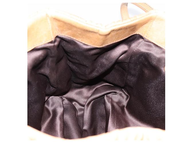 Sac à main Miu Miu Vitellolux Matelassé en cuir 2 voies Marron Ton Or Auth 202111V - vue 21