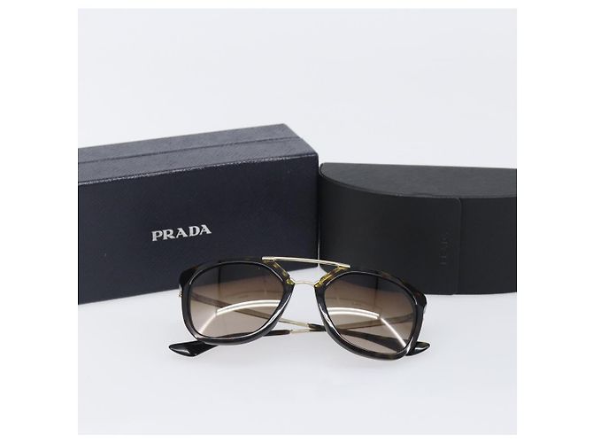 Óculos de Sol PRADA Plástico Preto Tom Dourado Auth BA15440 - vista 12