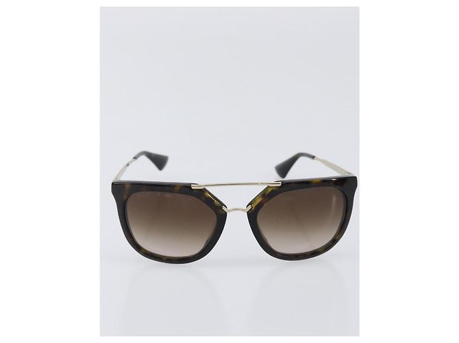 Óculos de Sol PRADA Plástico Preto Tom Dourado Auth BA15440 - vista 13