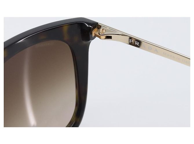 Óculos de Sol PRADA Plástico Preto Tom Dourado Auth BA15440 - vista 14