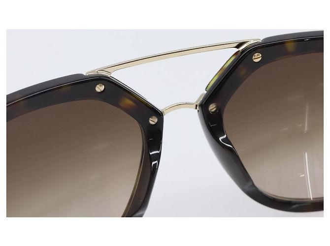 Óculos de Sol PRADA Plástico Preto Tom Dourado Auth BA15440 - vista 15
