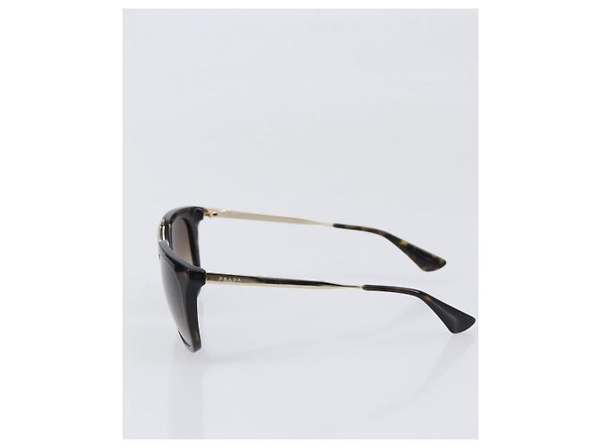 Óculos de Sol PRADA Plástico Preto Tom Dourado Auth BA15440 - vista 3