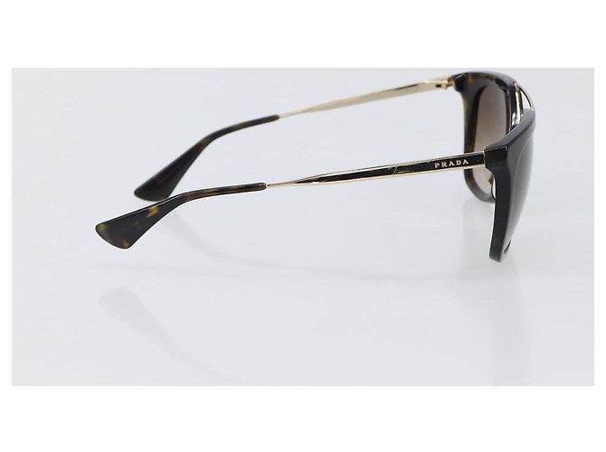 Óculos de Sol PRADA Plástico Preto Tom Dourado Auth BA15440 - vista 4