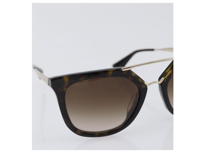 Óculos de Sol PRADA Plástico Preto Tom Dourado Auth BA15440 - vista 5