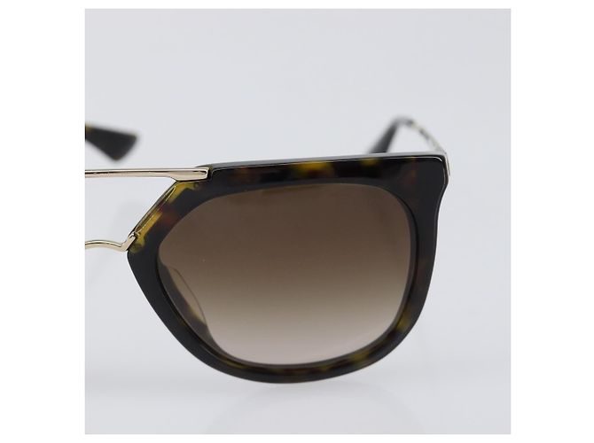 Óculos de Sol PRADA Plástico Preto Tom Dourado Auth BA15440 - vista 6