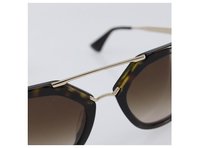 Óculos de Sol PRADA Plástico Preto Tom Dourado Auth BA15440 - vista 7