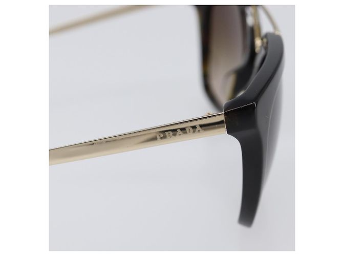 Óculos de Sol PRADA Plástico Preto Tom Dourado Auth BA15440 - vista 8