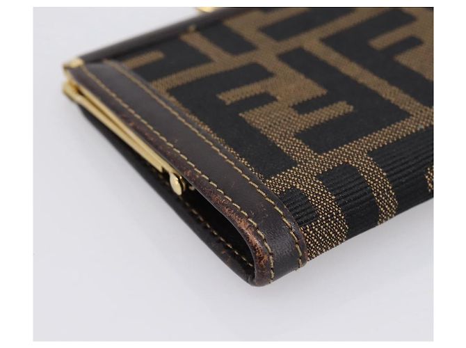 Monedero FENDI Zucca Canvas Marrón Negro Auth bs36888 Castaño - vista 14