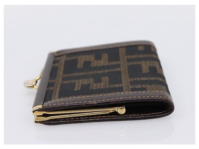 Monedero FENDI Zucca Canvas Marrón Negro Auth bs36888 Castaño - vista 3