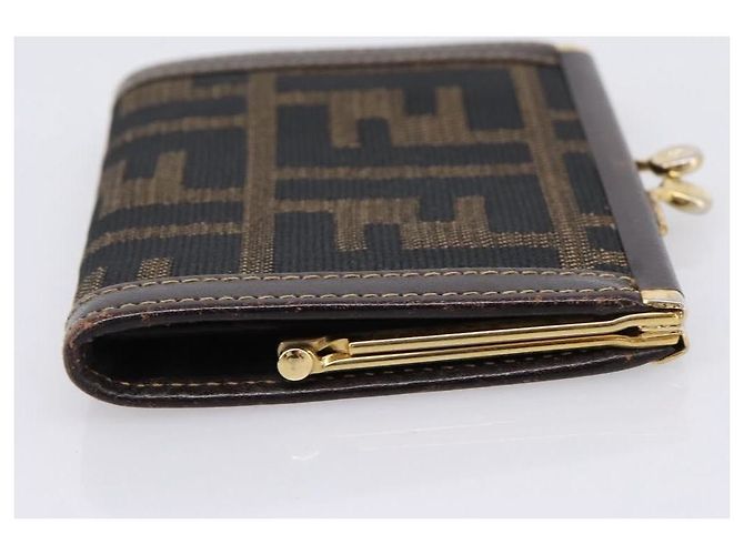 Monedero FENDI Zucca Canvas Marrón Negro Auth bs36888 Castaño - vista 4