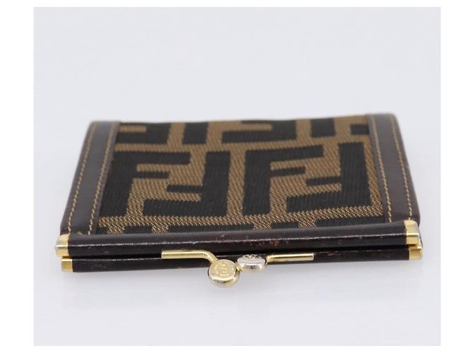 Monedero FENDI Zucca Canvas Marrón Negro Auth bs36888 Castaño - vista 5
