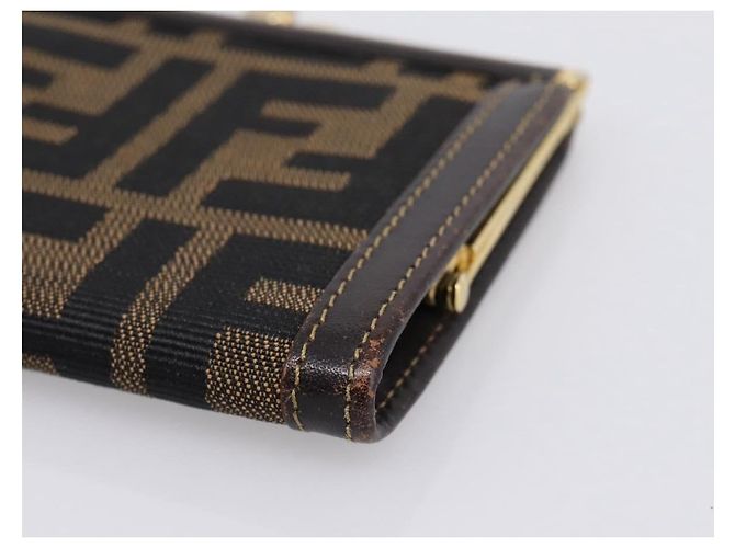 Monedero FENDI Zucca Canvas Marrón Negro Auth bs36888 Castaño - vista 7