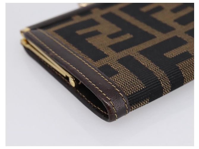 Monedero FENDI Zucca Canvas Marrón Negro Auth bs36888 Castaño - vista 8