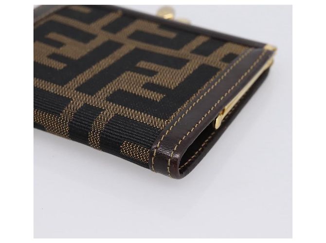 Monedero FENDI Zucca Canvas Marrón Negro Auth bs36888 Castaño - vista 9