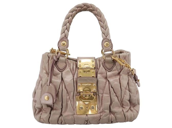 Bolsa Miu Miu Matelassé em couro 2way Rosa Ouro Auth 199464A Dourado - vista 13